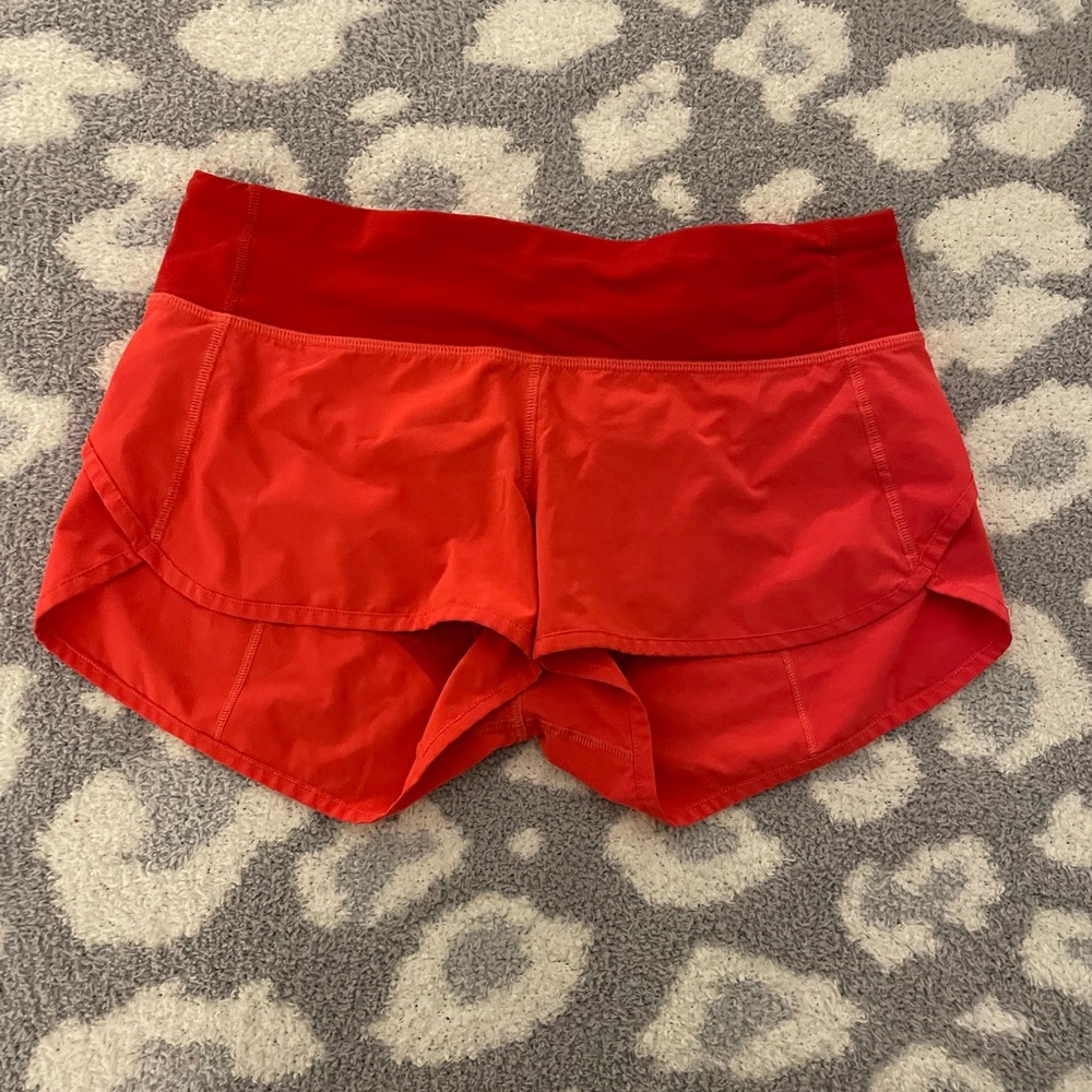 Lululemon Athletica Red/Pink/Orange Speed up Shorts size 4